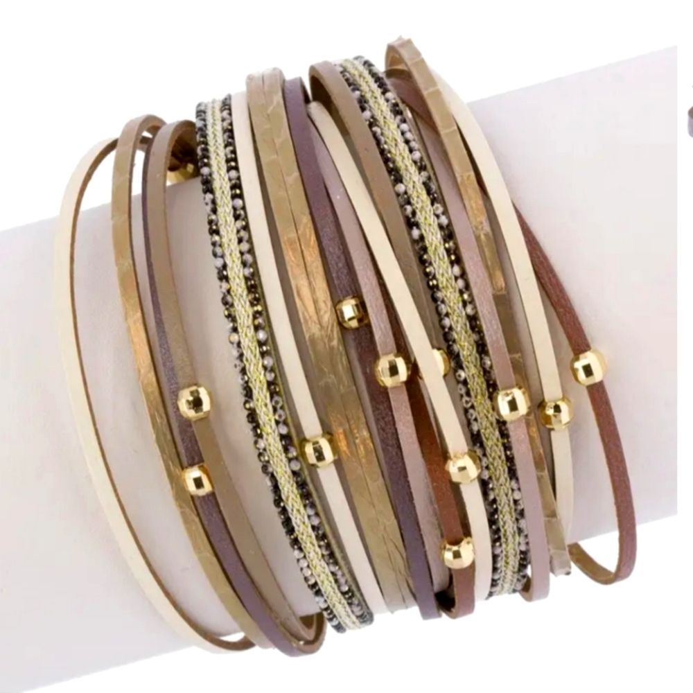 Saachi Looking Good Beaded Leather Multi Strand Bracelet